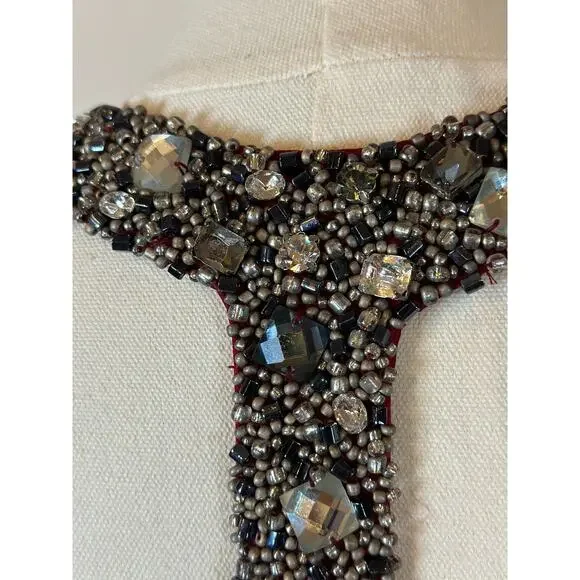 Vintage Y2K Marc Bouwer 100% Silk Maxi Dress Beaded V-Neck Red Cocktail Party 10 - Picture 10 of 14